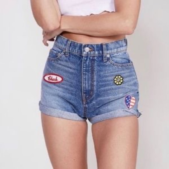 REVICE Patch Jean Shorts High Rise Cutoff
Raw Hem Size 26, NWT! - Picture 1 of 10